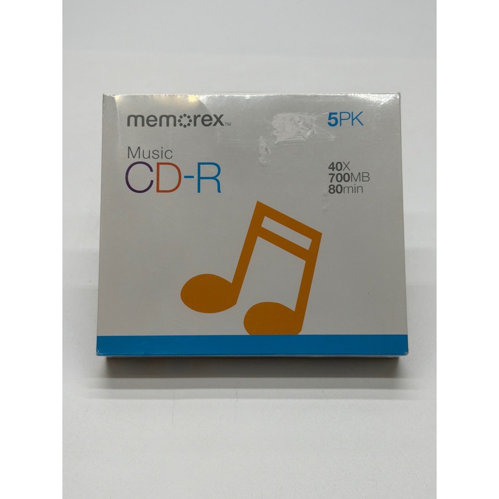 Memorex Music CD-R 5 Pack 40x 700MB 80min Blank Media Sealed 071809056000